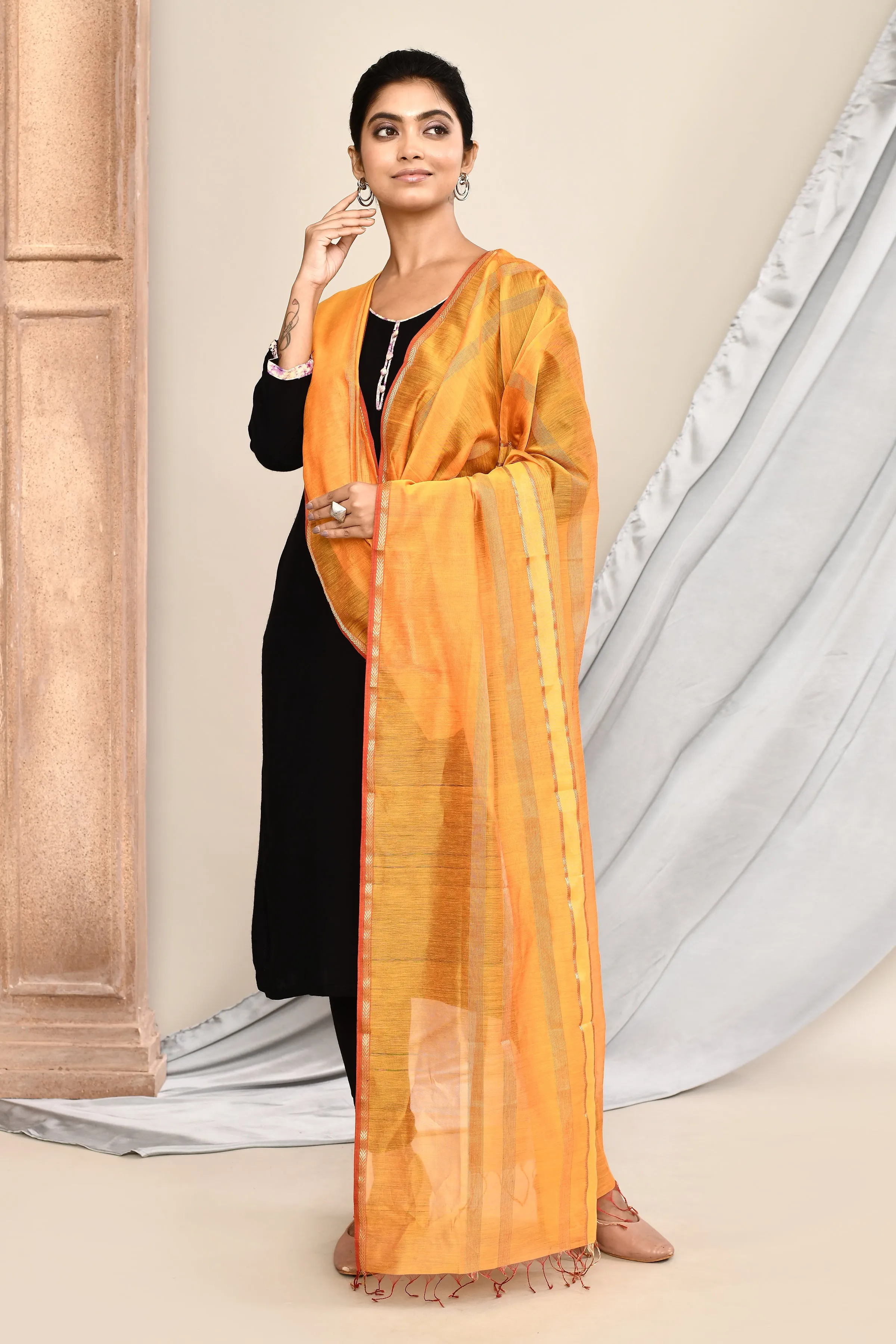 Yellow Maheshwari Dupatta